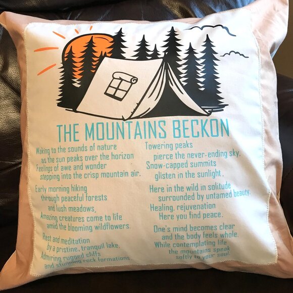 Mountain Adventure Pillow Cover, 18 x 18: Tent Camping Theme Cabin Decor - Picture 6 of 9